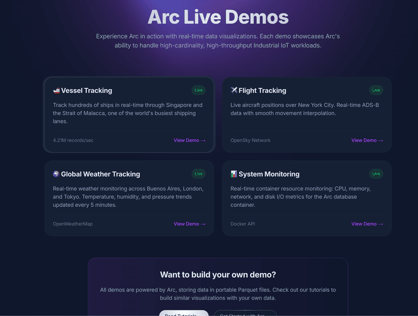 Arc Live Demos: See Sub-Second Queries on Real Industrial IoT Data