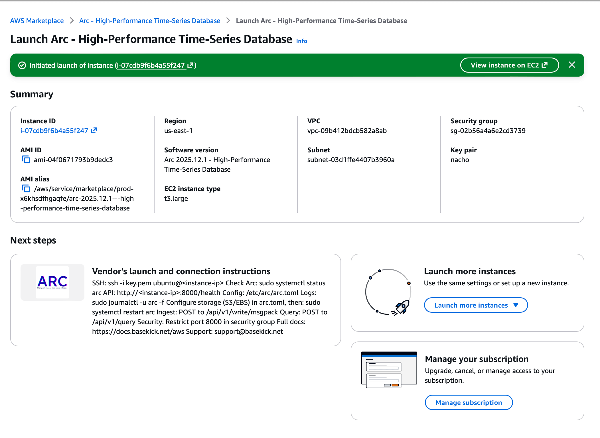 arc-aws-marketplace-launch-succesfully